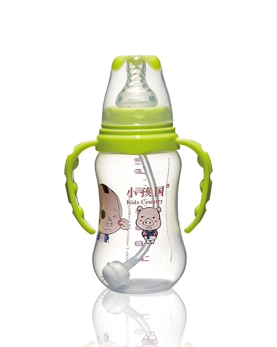 小孩国标口自动弧形PP安全奶瓶绿色210 ML.jpg