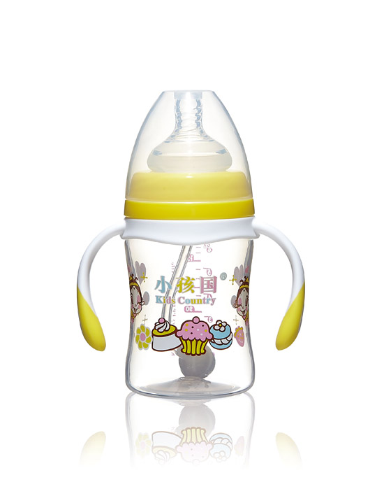 小孩国宽口直身自动PP奶瓶黄色180ML.jpg