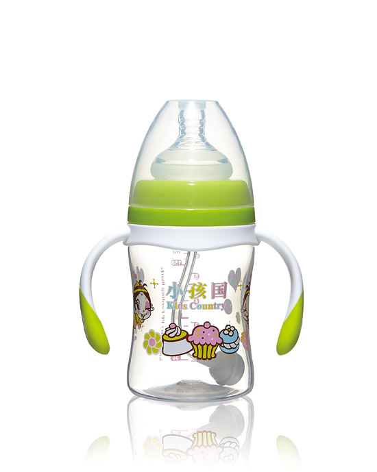 小孩国宽口直身自动PP奶瓶绿色180ML.jpg