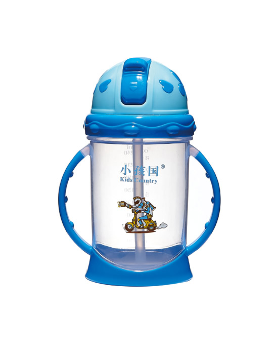 小孩国道达尔双色花朵滑盖水杯蓝色240ML.jpg