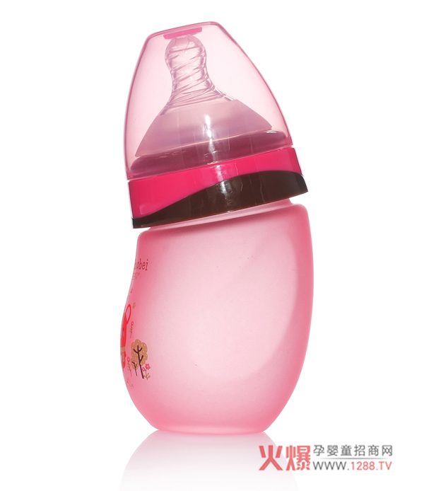 芭芘宝贝高硼硅包胶玻璃弯头奶瓶红色.jpg