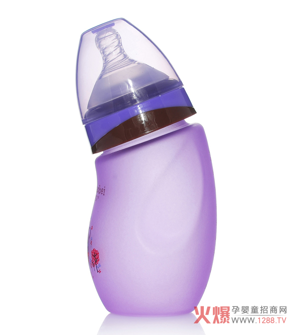 芭芘宝贝高硼硅包胶玻璃弯头奶瓶紫色.jpg