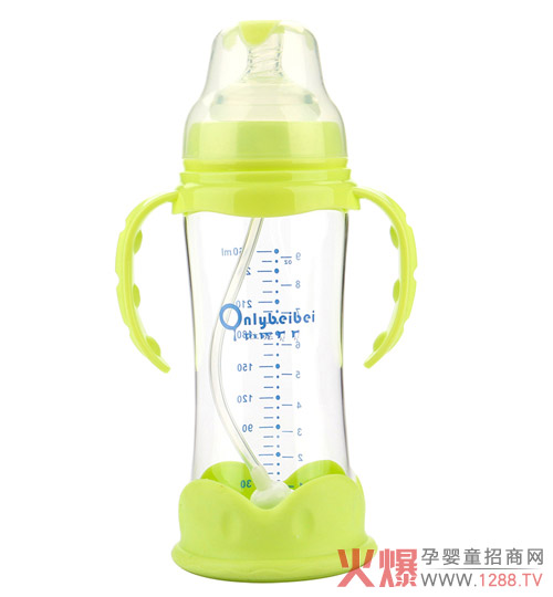唯昵宽口标口防摔玻璃奶瓶260ml绿色.jpg