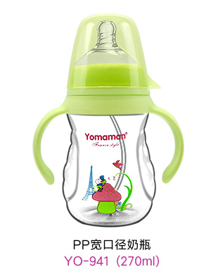 优秀妈咪PP宽口径奶瓶绿色270ml.jpg