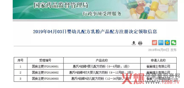 惠氏拿下3个“国食注更”配方注册号1.jpg