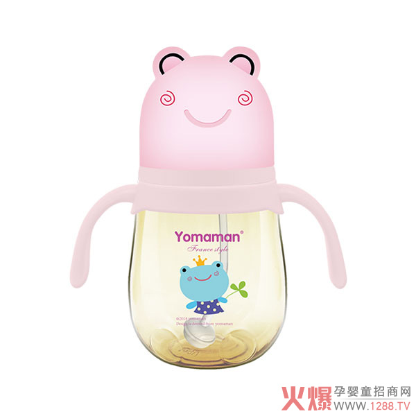 优秀妈咪青蛙造型盖子PPSU奶瓶粉色.jpg