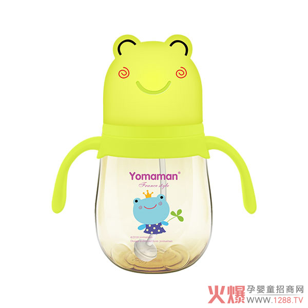 优秀妈咪青蛙造型盖子PPSU奶瓶黄色.jpg