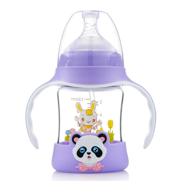 妈咪王子防摔晶钻玻璃双色宽口奶瓶150ml 紫色.jpg