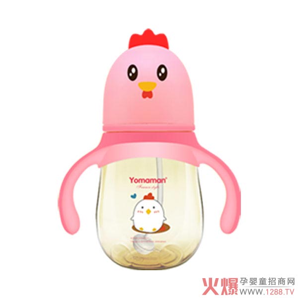 优秀妈咪小鸡造型奶瓶粉色.jpg