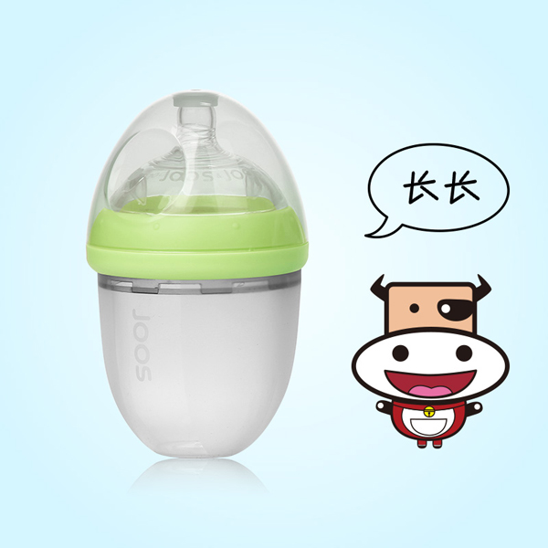 吉子天然母乳硅胶奶瓶 160ml 嫩绿色（长长）.jpg