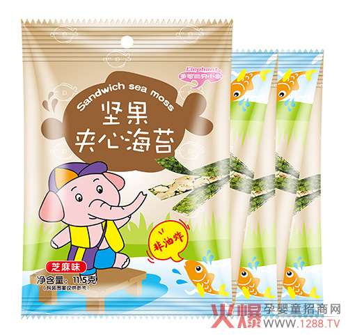 多可三只小象坚果夹心海苔-芝麻�.jpg