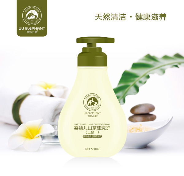 悠悠小象婴幼儿山茶油洗护（二合一�?00ML.jpg