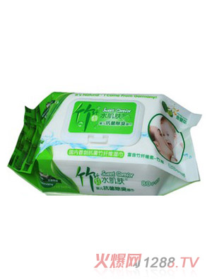 水肌肤竹纤维湿巾80片加盖