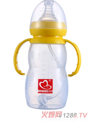 尚恩宽口硅胶带手柄自动吸奶瓶240ml