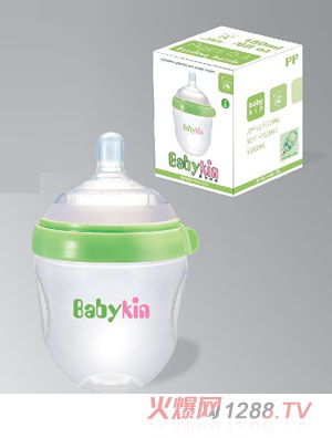 Babykin（贝沁）PP超宽口奶瓶180ML绿色