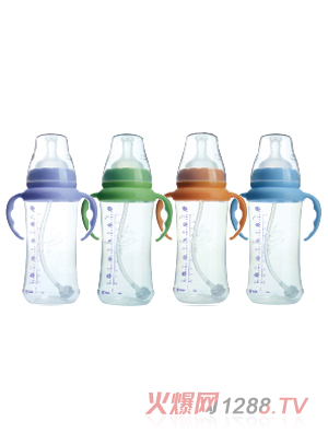 宝恩11安士宽口径自动握把PP奶瓶330ml