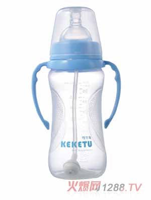 可可兔PP宽口防滑带柄240ml
