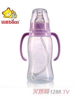 倍喜标口直身PP奶瓶240ML（紫色）