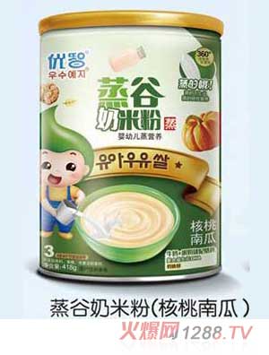 优智核桃南瓜蒸谷奶米粉418g听装