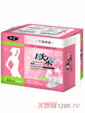 欧朵干爽网面16片夜用护翼卫生巾