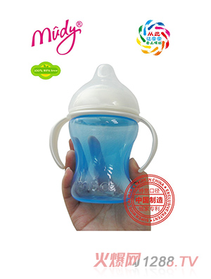 麦地特宽自然母乳防胀气PP奶瓶240ML(天蓝色)
