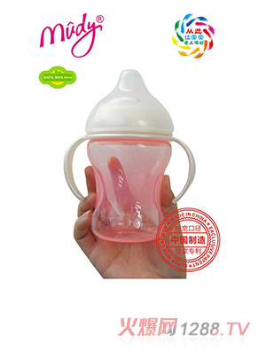 麦地特宽自然母乳防胀气PP奶瓶240ML(粉红色)