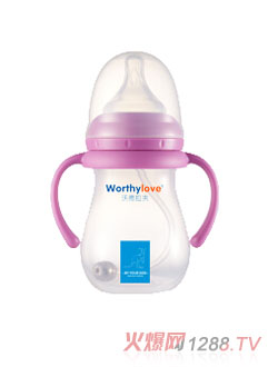 Worthylove沃德拉夫带手柄婴幼儿PP奶瓶红色