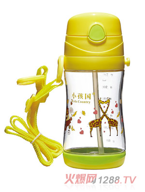 小孩国tritan双色两用水壶黄色350ML
