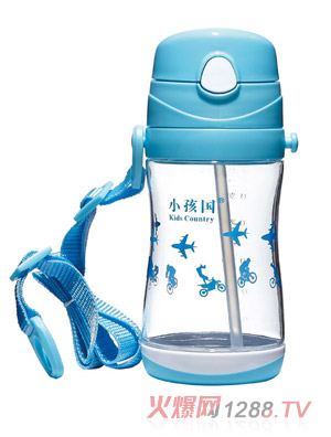 小孩国tritan双色两用水壶蓝色350ML