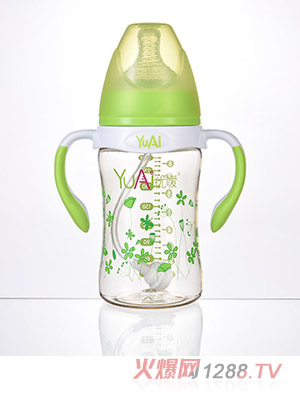 优嗳8宽口弧线型手柄自动PPSU奶瓶（240ml）