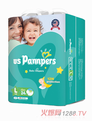 uspannpers欧氏全芯体大环腰纸尿裤小包L码24片