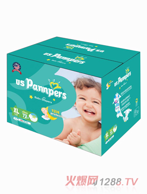 uspannpers全芯体大环腰纸尿裤盒装XL码72片
