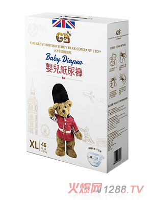 大不列颠泰迪熊大环腰纸尿裤（盒装XL码）