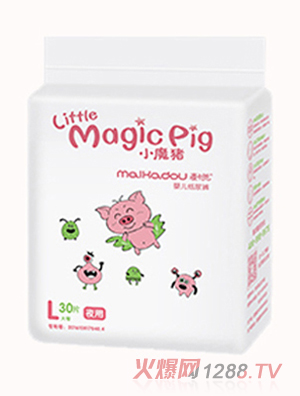 麦卡兜小魔猪夜用型纸尿裤L码30片