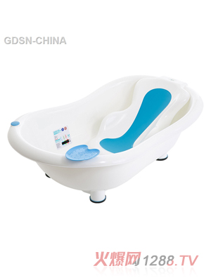 青蛙嘟迪测温包胶躺板浴盆蓝白