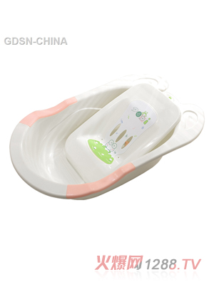 青蛙嘟迪测温包胶躺双耳躺板浴盆粉白