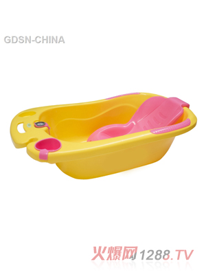 青蛙嘟迪心语测温浴盆黄粉