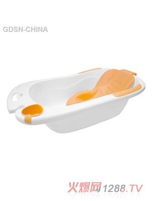 青蛙嘟迪心语舒适躺板浴盆橙白