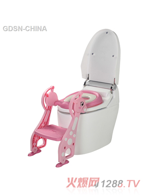 青蛙嘟迪新款小鹿阶梯式辅助坐便器软垫粉色
