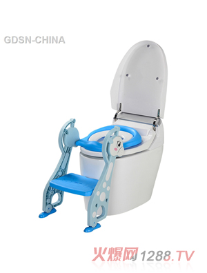 青蛙嘟迪新款小鹿阶梯式辅助坐便器软垫蓝色