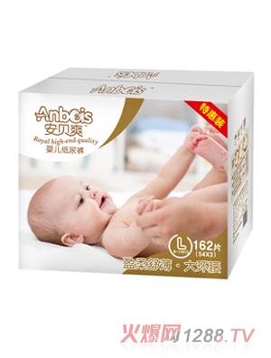 安贝爽盈柔舒薄大环腰婴儿纸尿裤L码（彩箱）