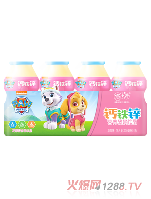 汪汪队钙铁锌营养酸奶饮品草莓味塑包