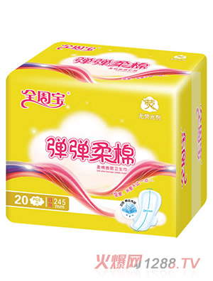 全周宝弹弹柔棉卫生巾日用网245mm
