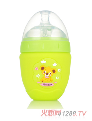 妈咪王子防摔超宽口玻璃奶瓶150ml 绿色