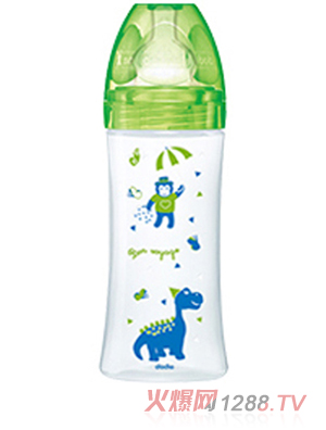 Dodie自然质感宽口径PP奶瓶 330ml 绿色