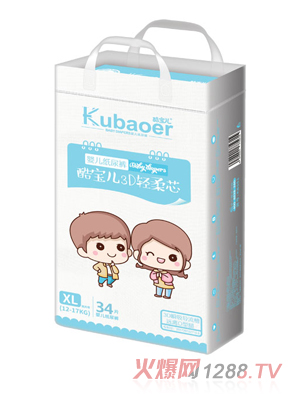 酷宝儿3D轻柔芯纸尿裤XL34