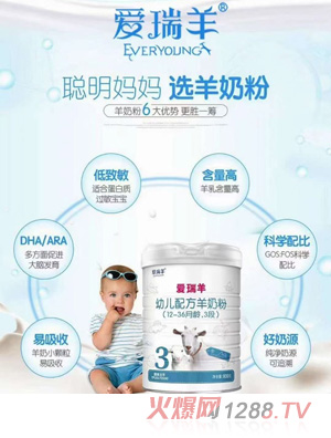爱瑞羊幼儿配方羊奶粉（12-36月龄，3段）