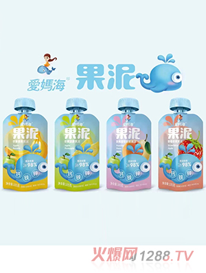 爱妈海果泥105克袋装 黄桃雪梨苹果香蕉菠萝草莓吸吸袋果泥